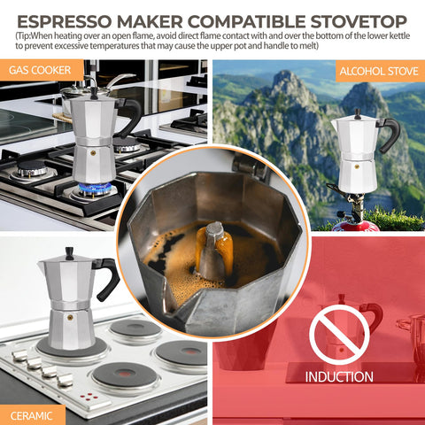 Mogrecha Moka Pot uso en estufa para cafe aromático