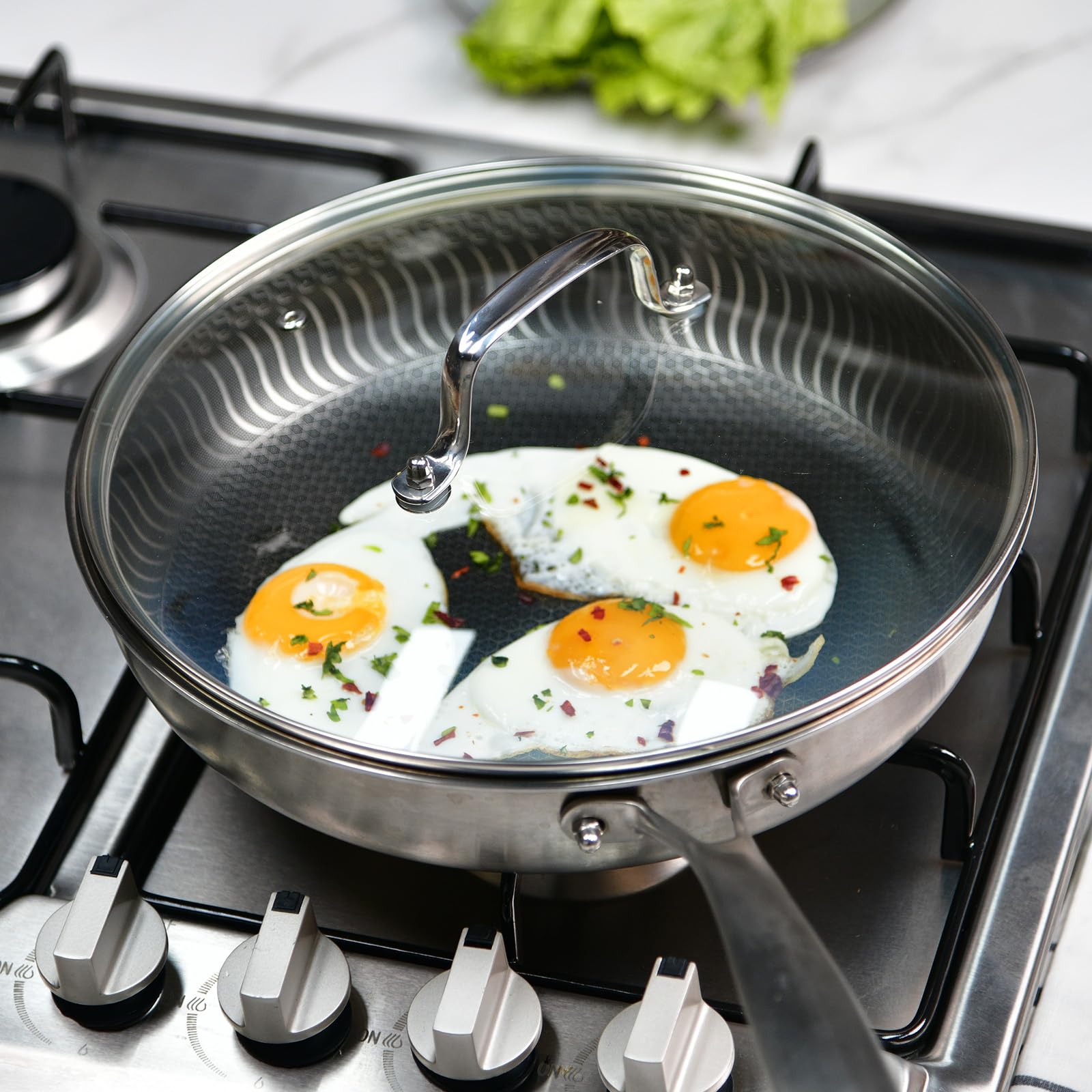 Tapa MOJIRE 12 pulgadas con ventilación anti desbordes para controlar vapor.