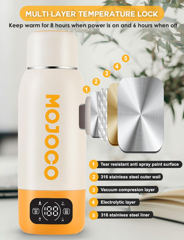 MOJOCO hervidor acero inoxidable, doble pared conserva calor