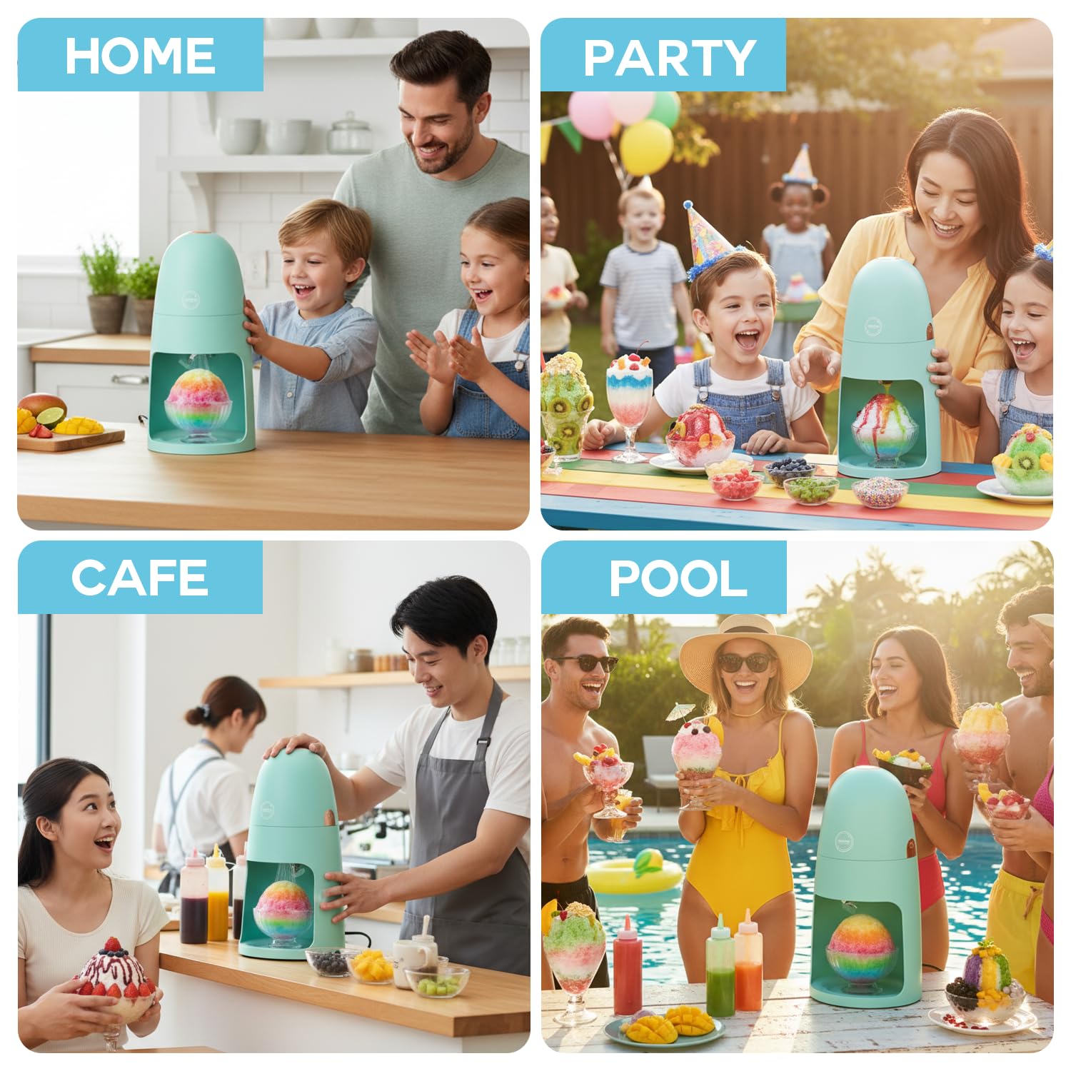 MOJOCO Maquina de hielo raspado, diseño compacto para almacenamiento sencillo