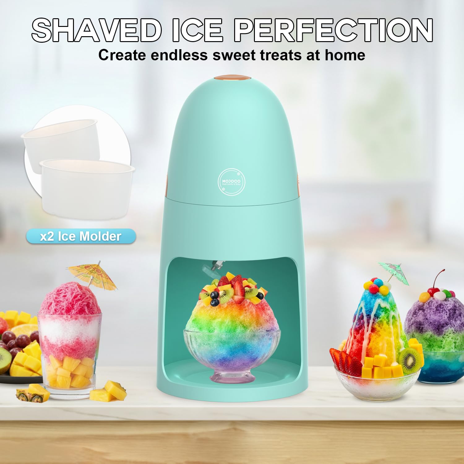 MOJOCO Maquina de hielo raspado, hielo fino para postres como bingsu