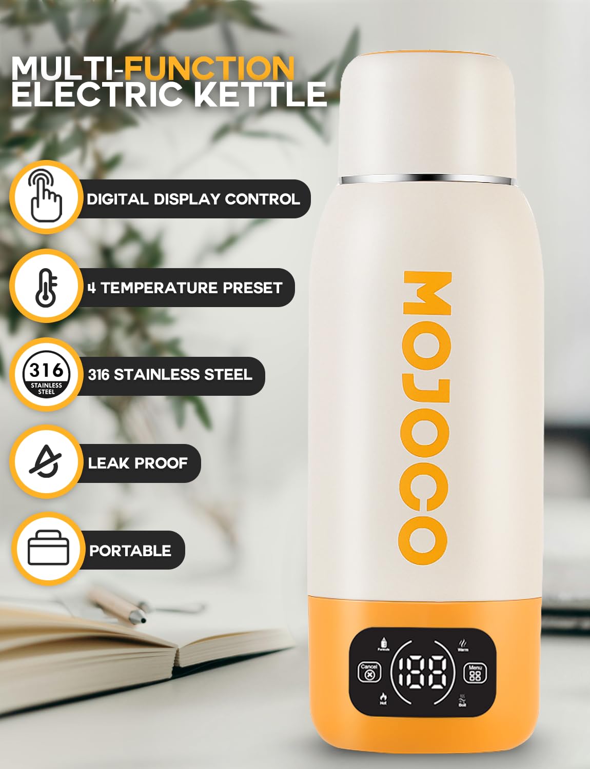 Panel digital MOJOCO muestra temperatura para té y café