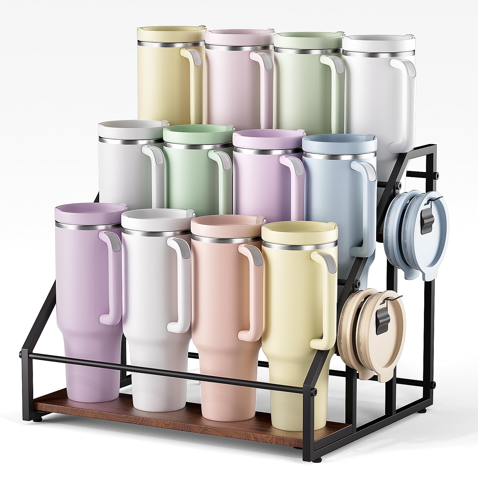 MOJOHAND organizador de botellas para 12 vasos grandes, almacenamiento compacto