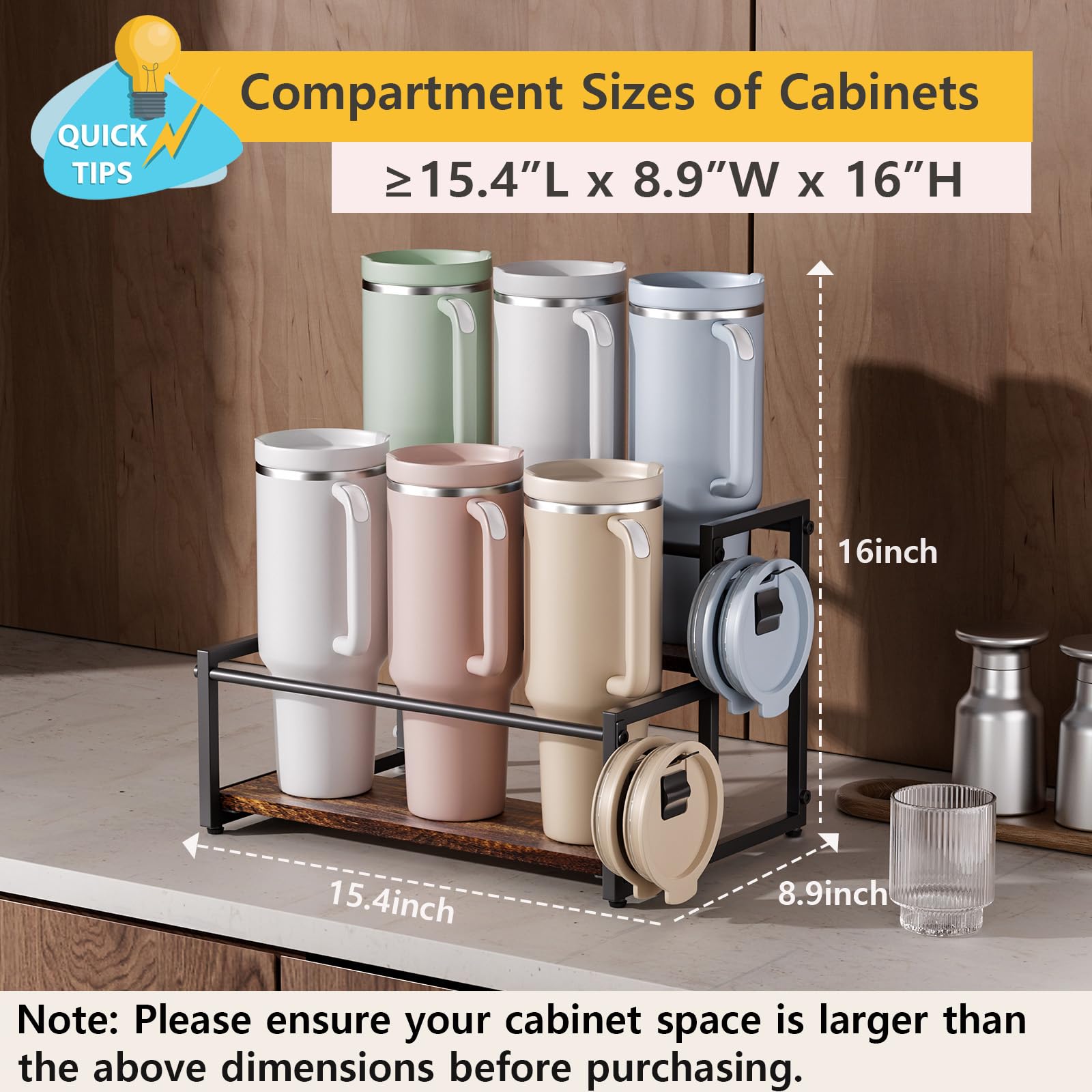 MOJOHAND organizador de botellas Owala 40 oz, facilita acceso y almacenamiento ordenado