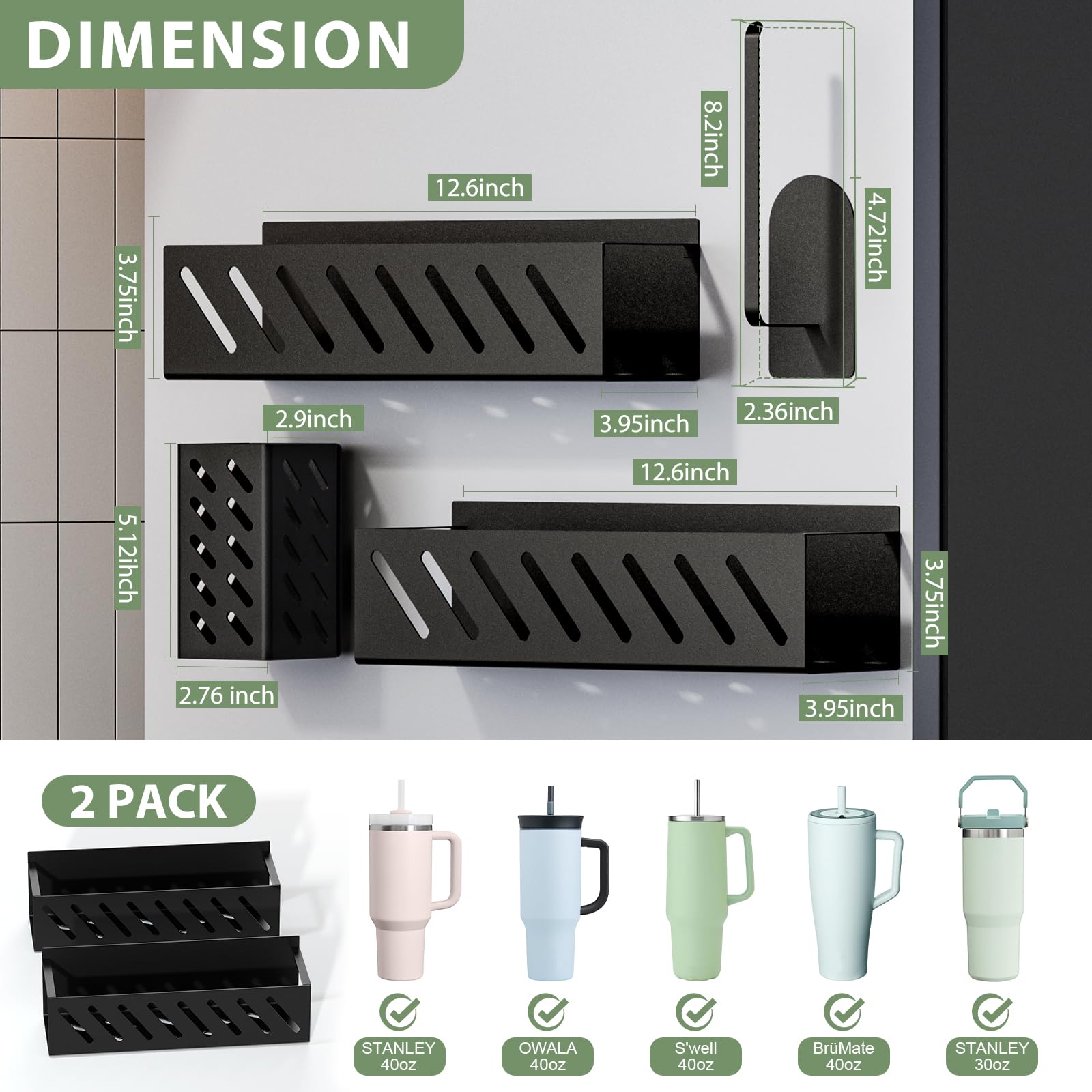 MOJOHAND organizador de tapas y pajillas para Stanley 40oz, acceso rápido y limpio.