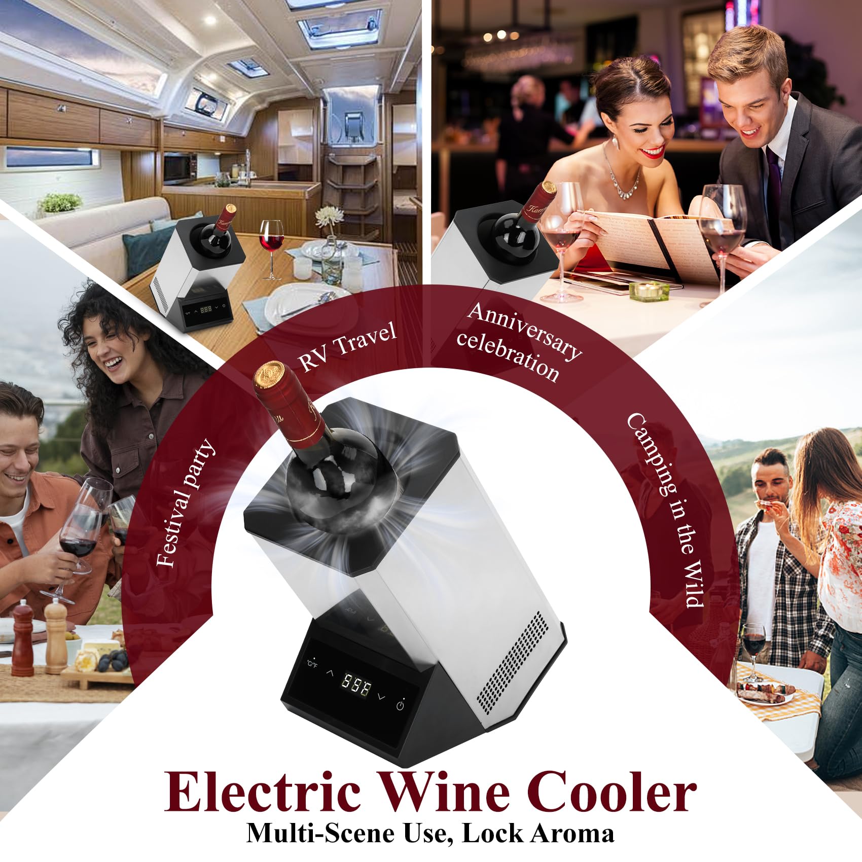 Accesorios incluidos: vertidor antirrebosante y tapón al vacío para conservar el vino