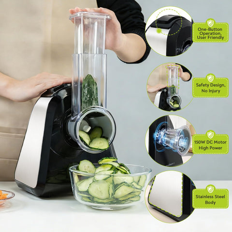 Mokero corta rodajas de pepino para ensaladas frescas.