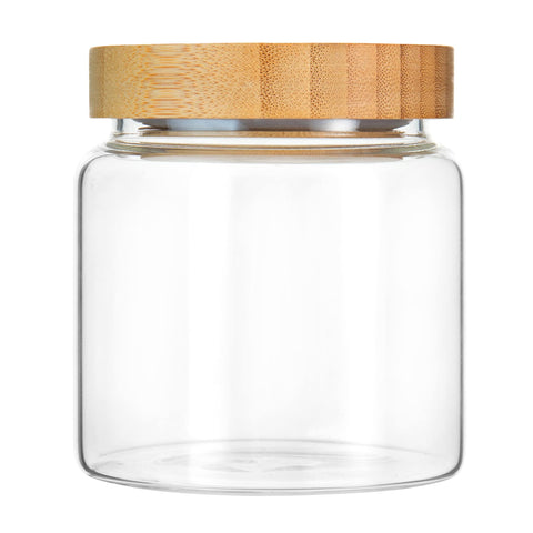 moladri frasco de vidrio transparente de 480 ml con tapa de bambú para almacenamiento claro y seguro