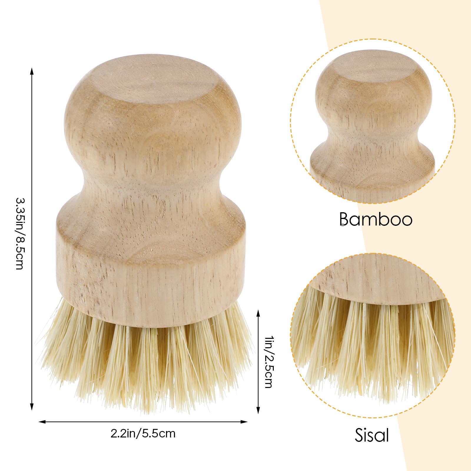 Molain cepillo para ollas y sartenes de bambú, removiendo grasa sin rayar.