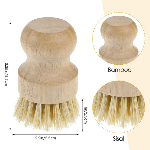 Molain cepillo para ollas y sartenes de bambú, removiendo grasa sin rayar.