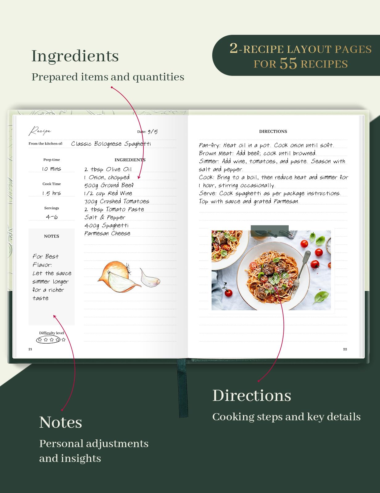 Molekaus libro de recetas, encuadernación plana, facilita escribir con las manos libres