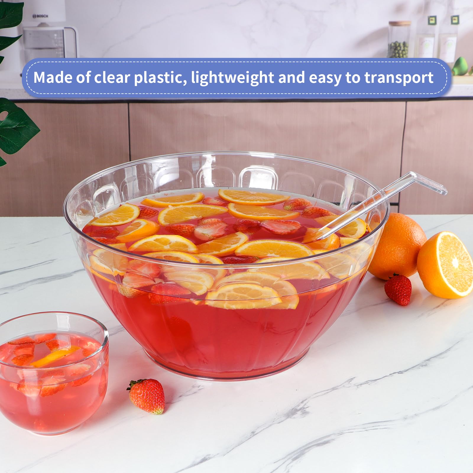 Moligou cuenco ponche, diseño transparente compatible con cualquier decoración.
