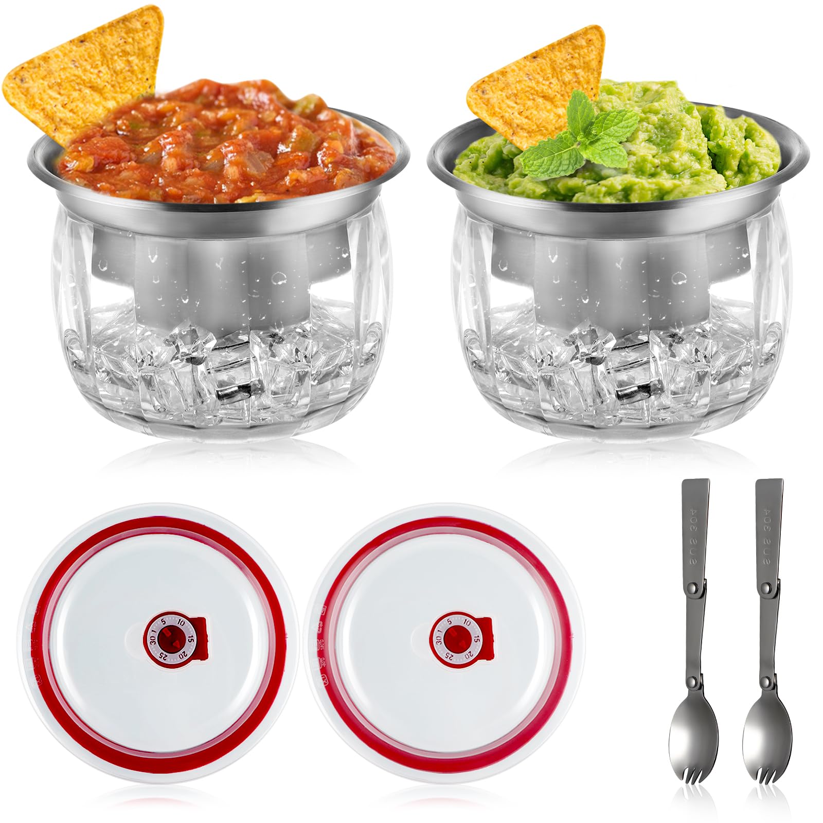 Moligou tazón para salsas frías de 22 oz con tapa, ideal para fiestas.