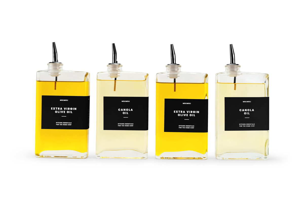 Molimoli dispensador de aceite de oliva en vidrio negro para cocina ordenada