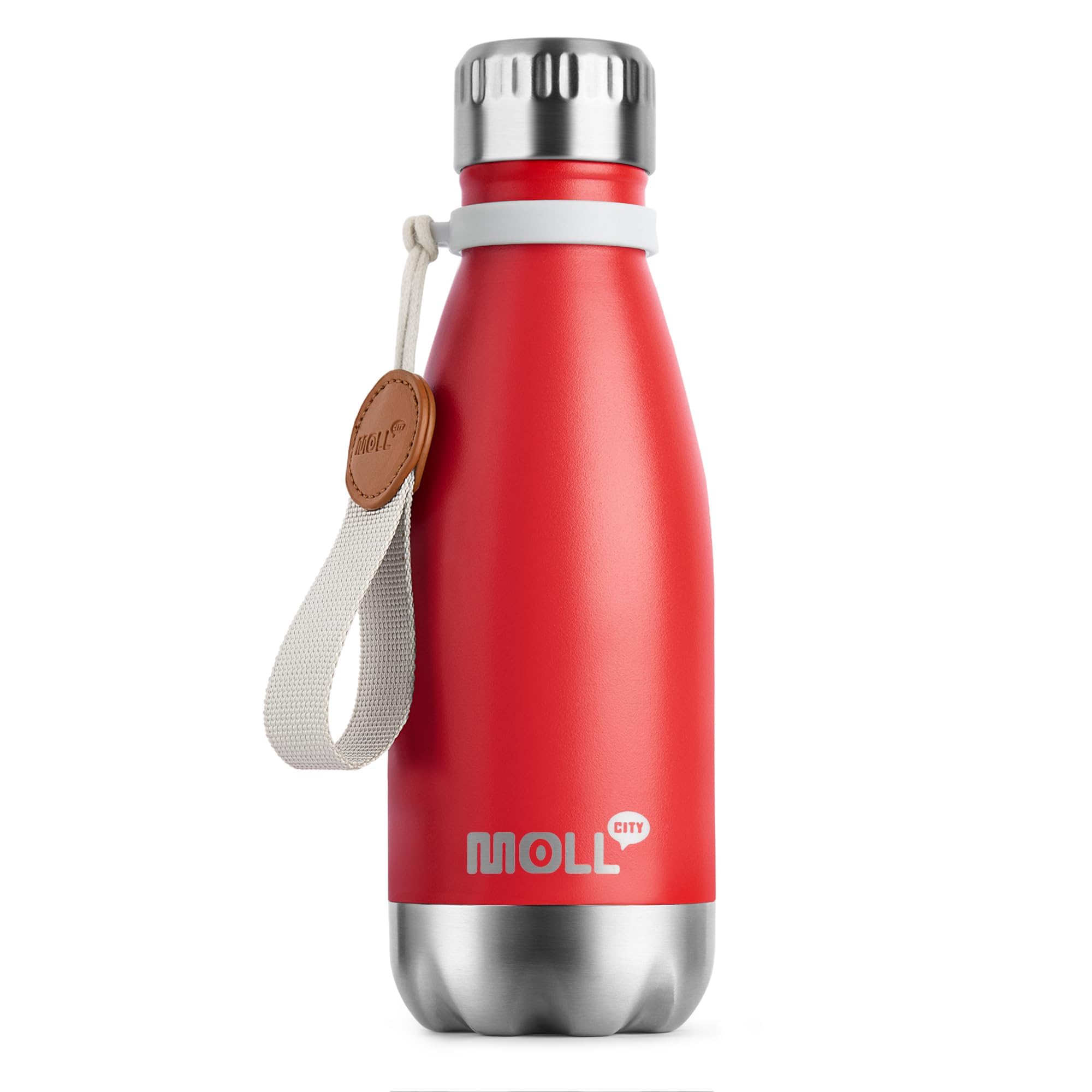 Mollcity vista frontal de la botella y su caja, muestra regalo práctico