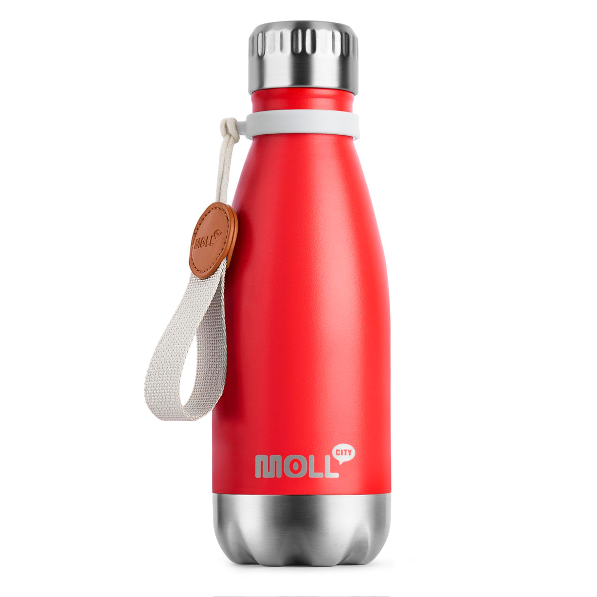 Mollcity vista frontal de la botella y su caja, muestra regalo práctico
