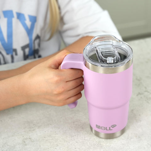 Mollcity 16oz mantiene bebidas a temperatura ideal para viaje escolar.