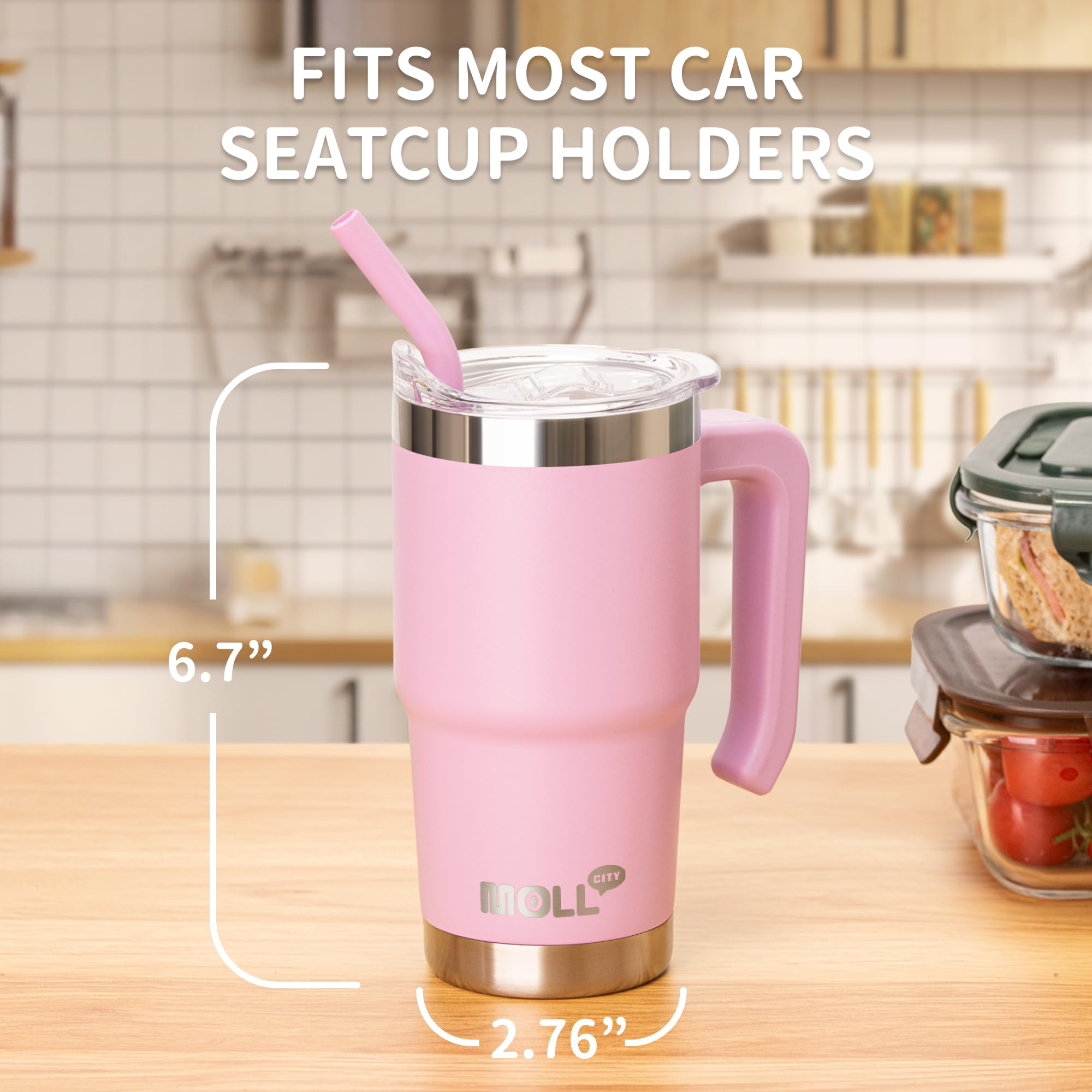 Mollcity tapa y pajilla sin BPA para uso seguro de niños.