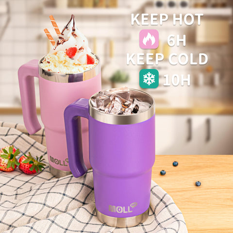 Mollcity Vaso infantil acero inoxidable, interior y exterior duraderos.