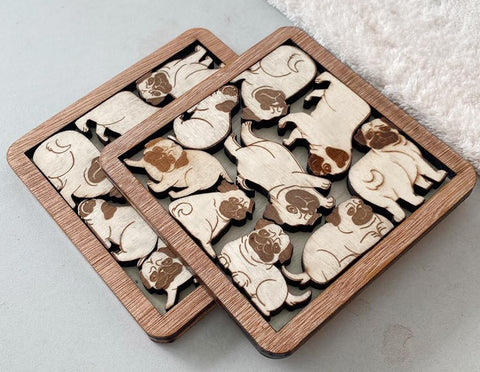 Momapopup posavasos pug con diseño láser para amantes del pug.