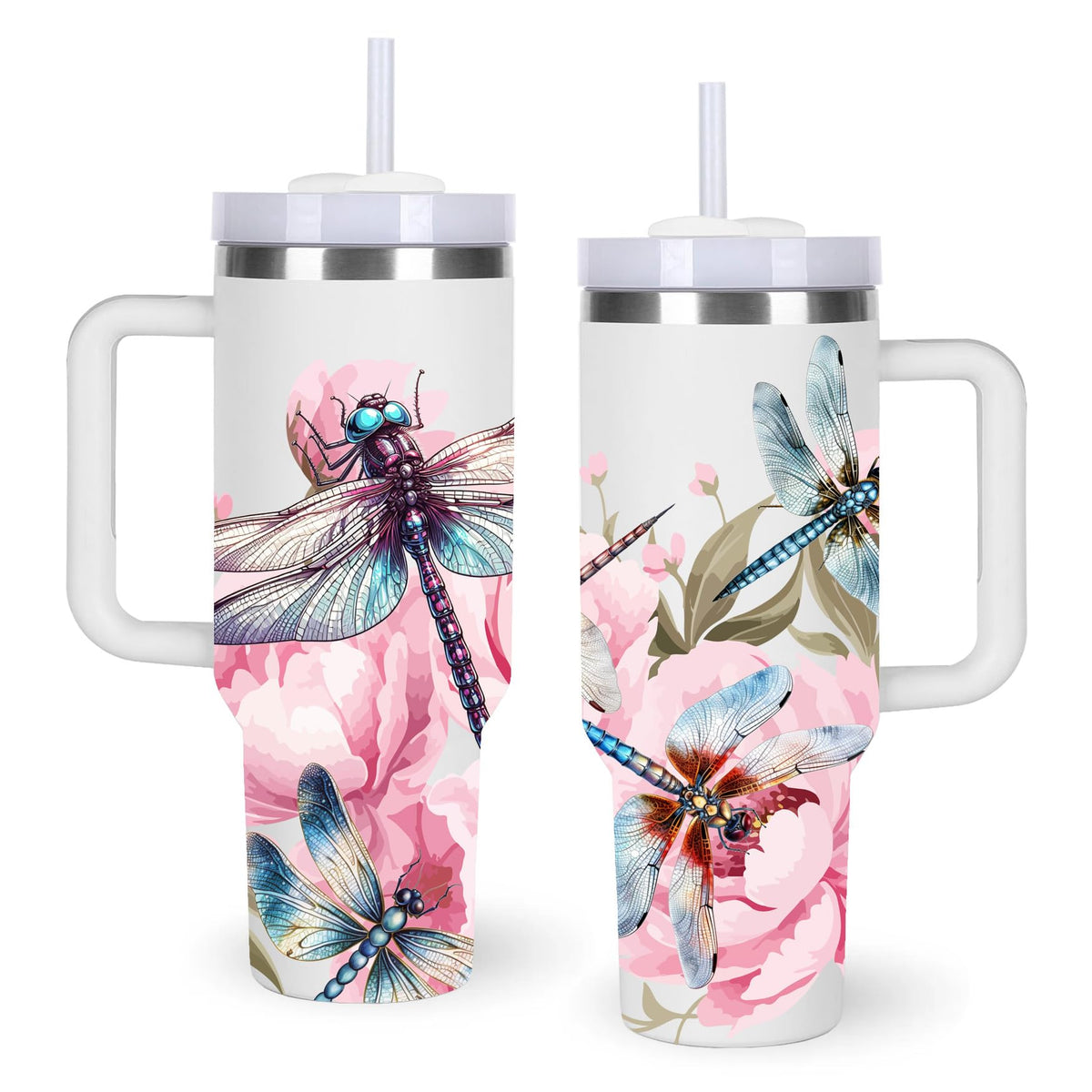 momocici 40oz libelula tumbler con manija, fácil de llevar durante todo el día.
