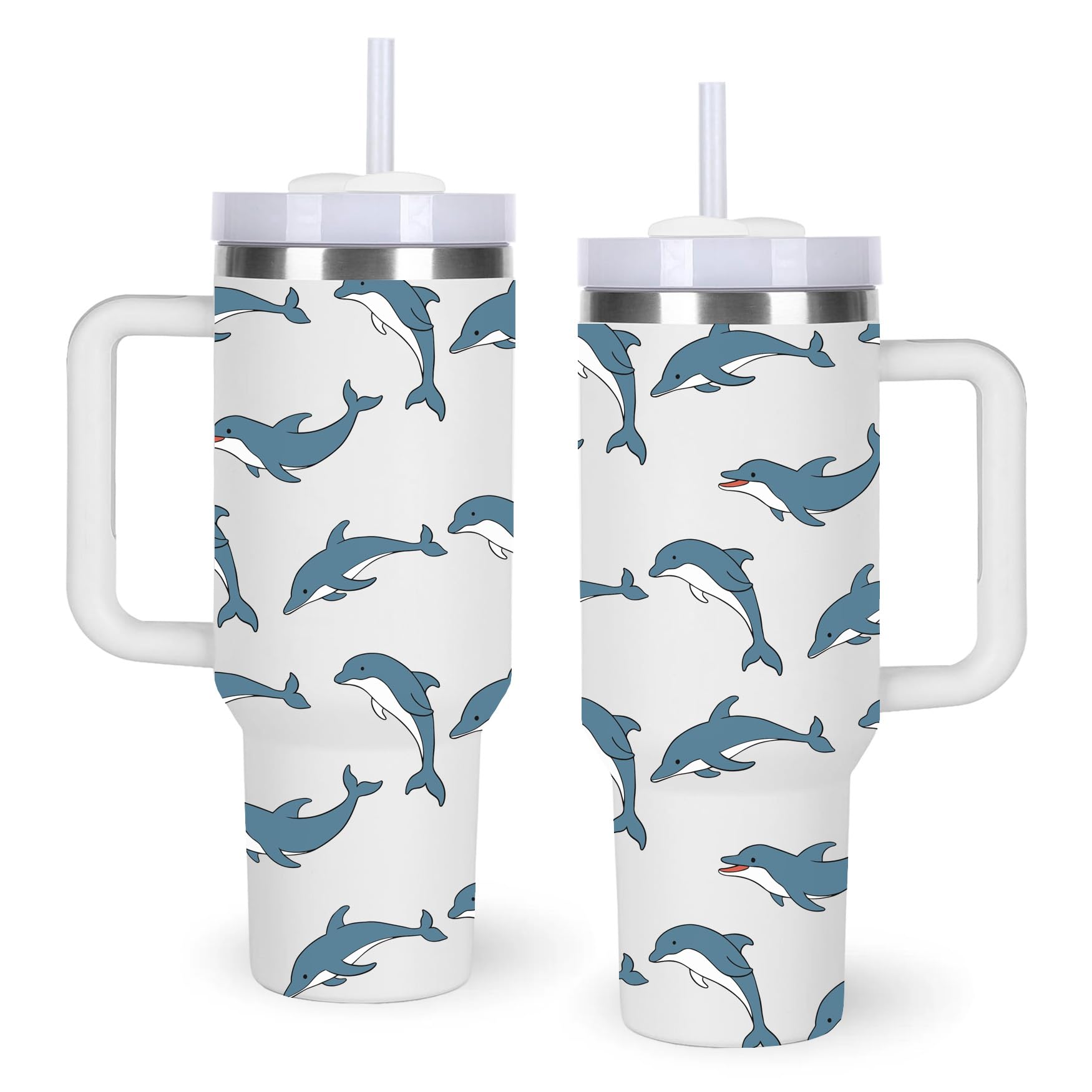Momocici Delfín Tumbler 40 onzas con asa para llevar bebidas.