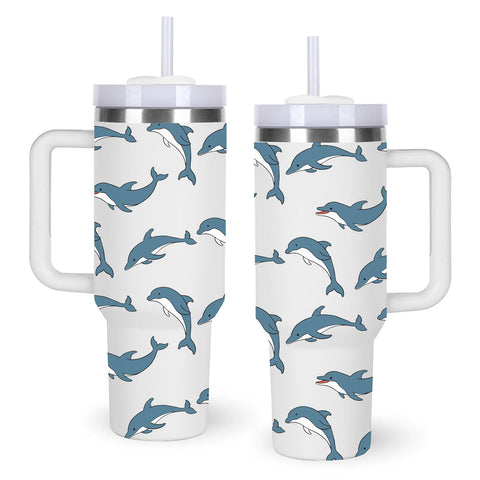 Momocici Delfín Tumbler 40 onzas con asa para llevar bebidas.