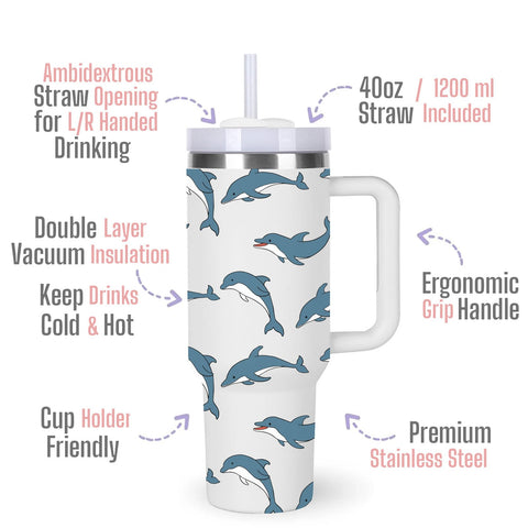 Momocici Delfín Tumbler con doble pared mantiene fría la bebida.