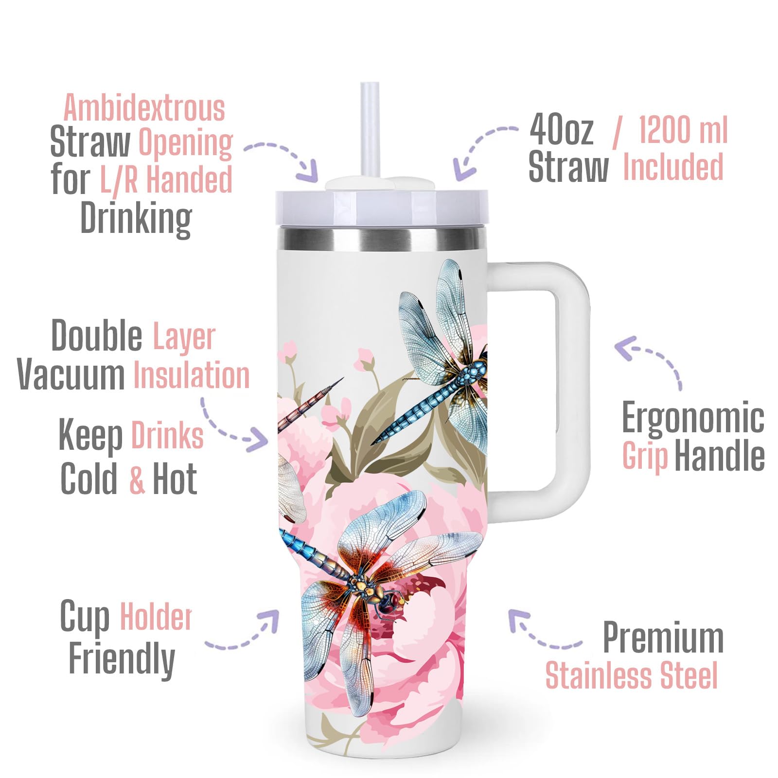 momocici doble pared libelula tumbler, mantiene bebidas frías o calientes por más tiempo.