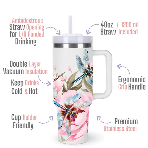 momocici doble pared libelula tumbler, mantiene bebidas frías o calientes por más tiempo.