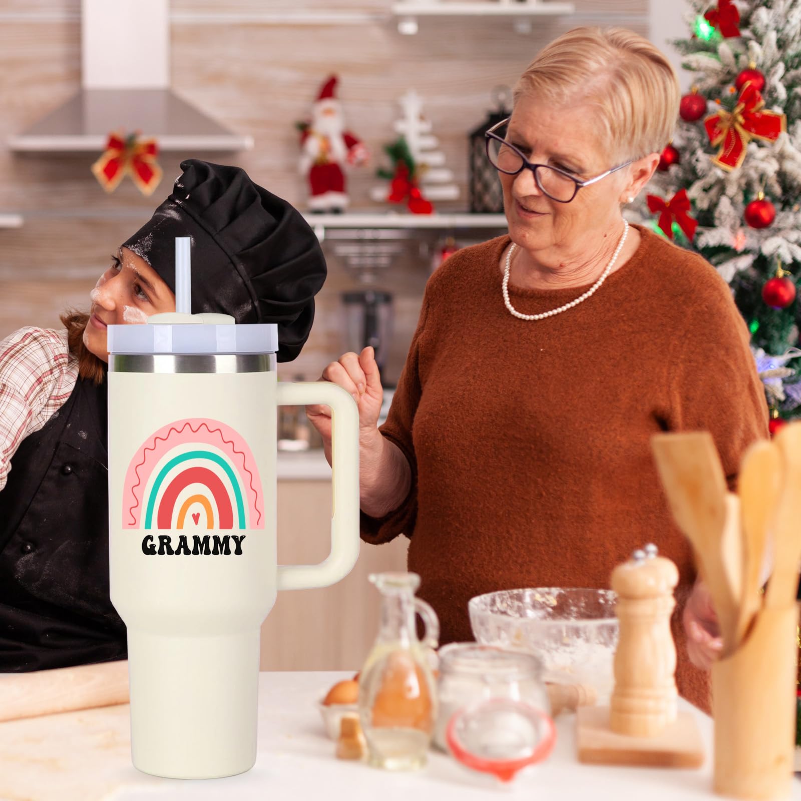 Momocici Grammy tumbler doble pared, mantiene bebidas frías o calientes más tiempo.
