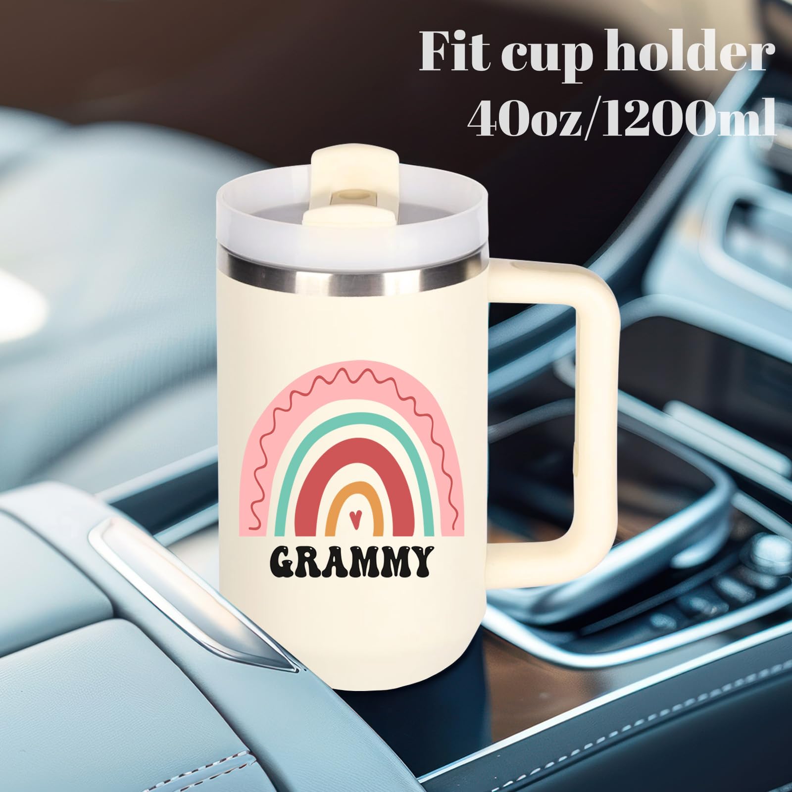 Momocici Grammy tumbler para coche, se adapta a la mayoría de portavasos.