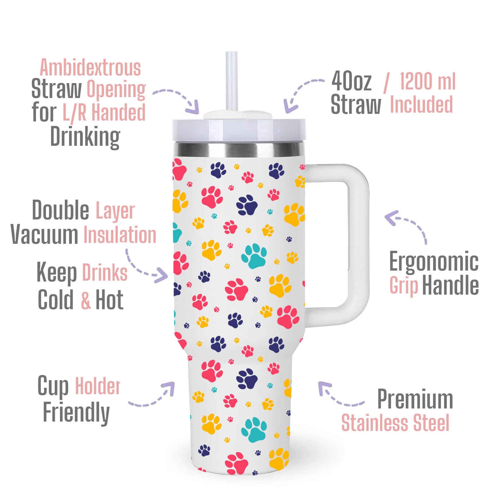 momocici tumbler con huellas para mujer, regalo práctico para el día a día