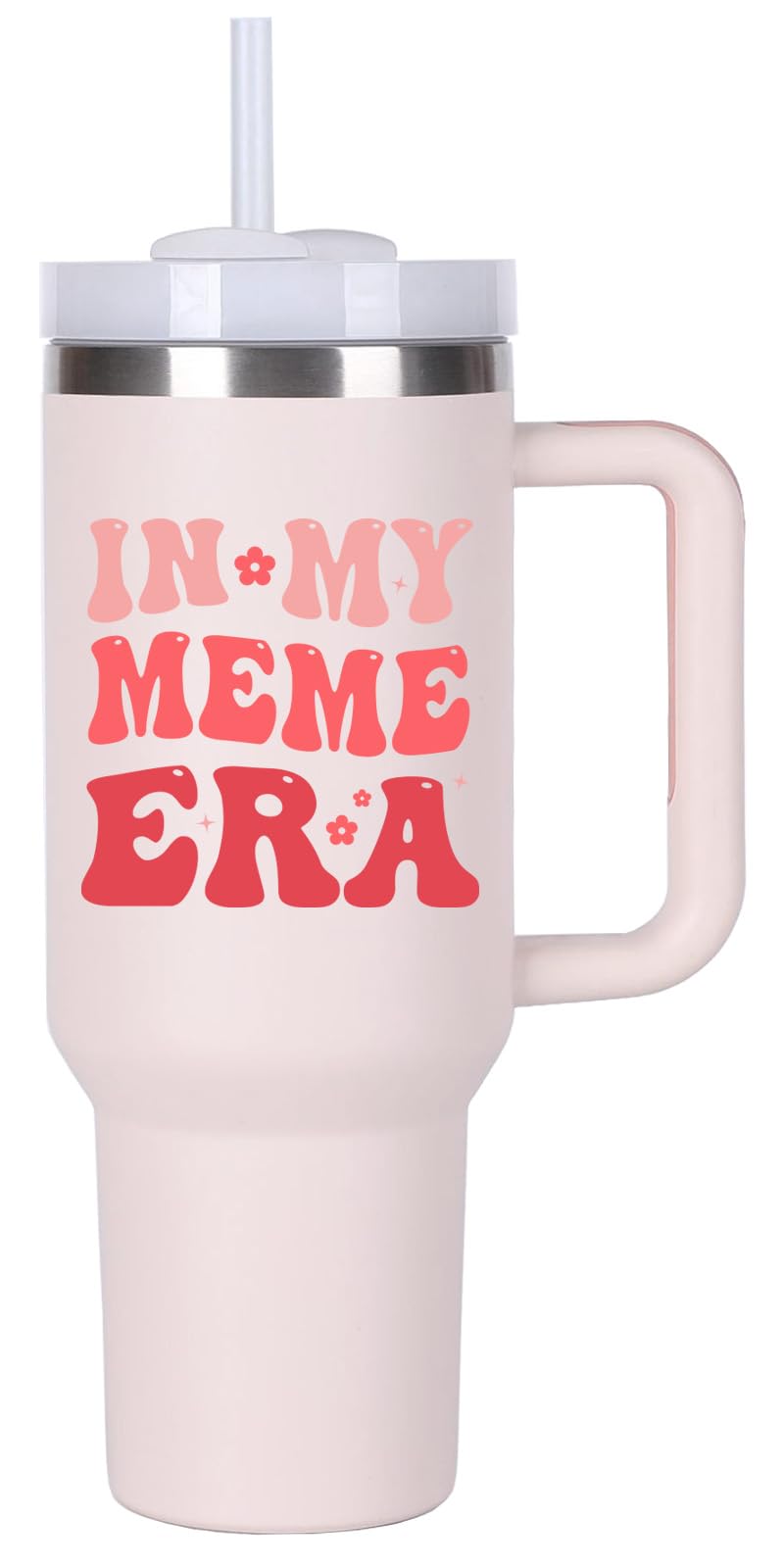 Momocici vaso termico 40oz Meme Era con asa, cómodo de llevar a cualquier lugar.