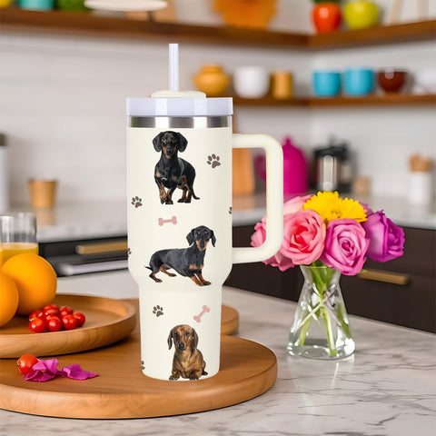 momocici vaso térmico dachshund 40 onzas, acabado en polvo para agarre firme.