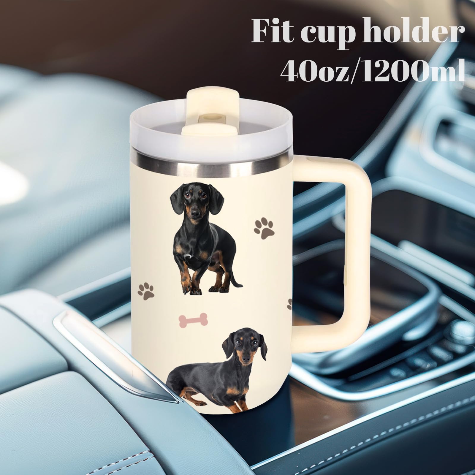 momocici vaso térmico dachshund 40 onzas, compatible con portavasos para viajar.
