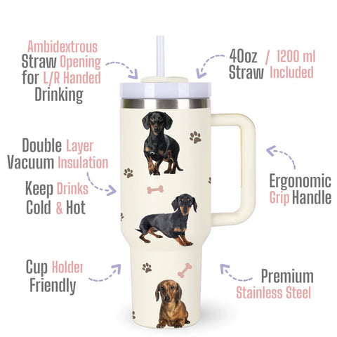 momocici vaso térmico dachshund 40 onzas, doble pared para mantener bebidas a temperatura.