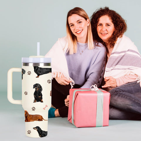 momocici vaso térmico dachshund 40 onzas, tapa libre de BPA para beber con seguridad.