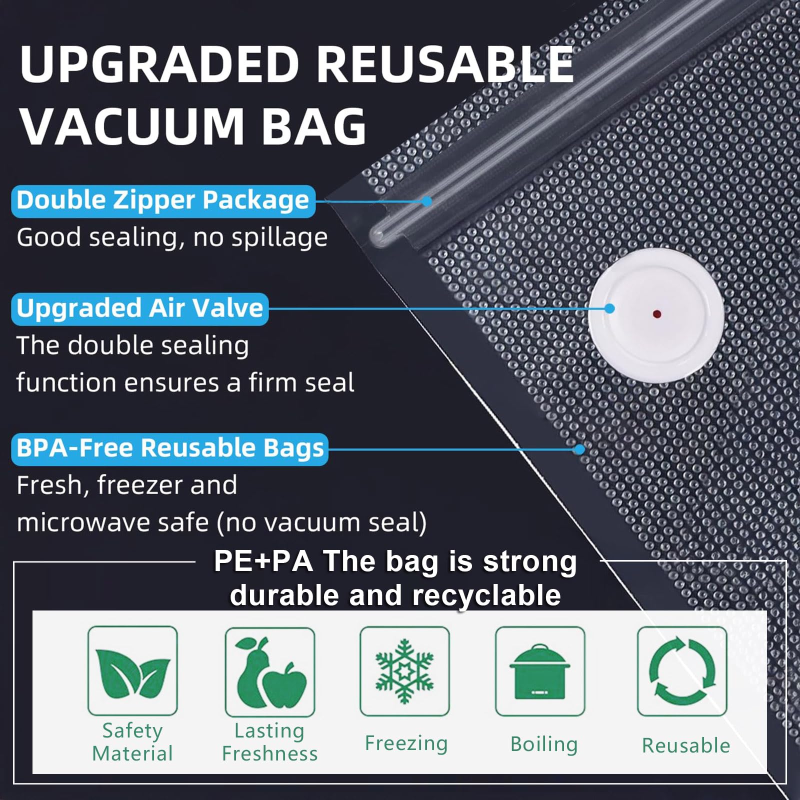 MOMODA bolsas-sous-vide con válvula de aire para extracción eficiente