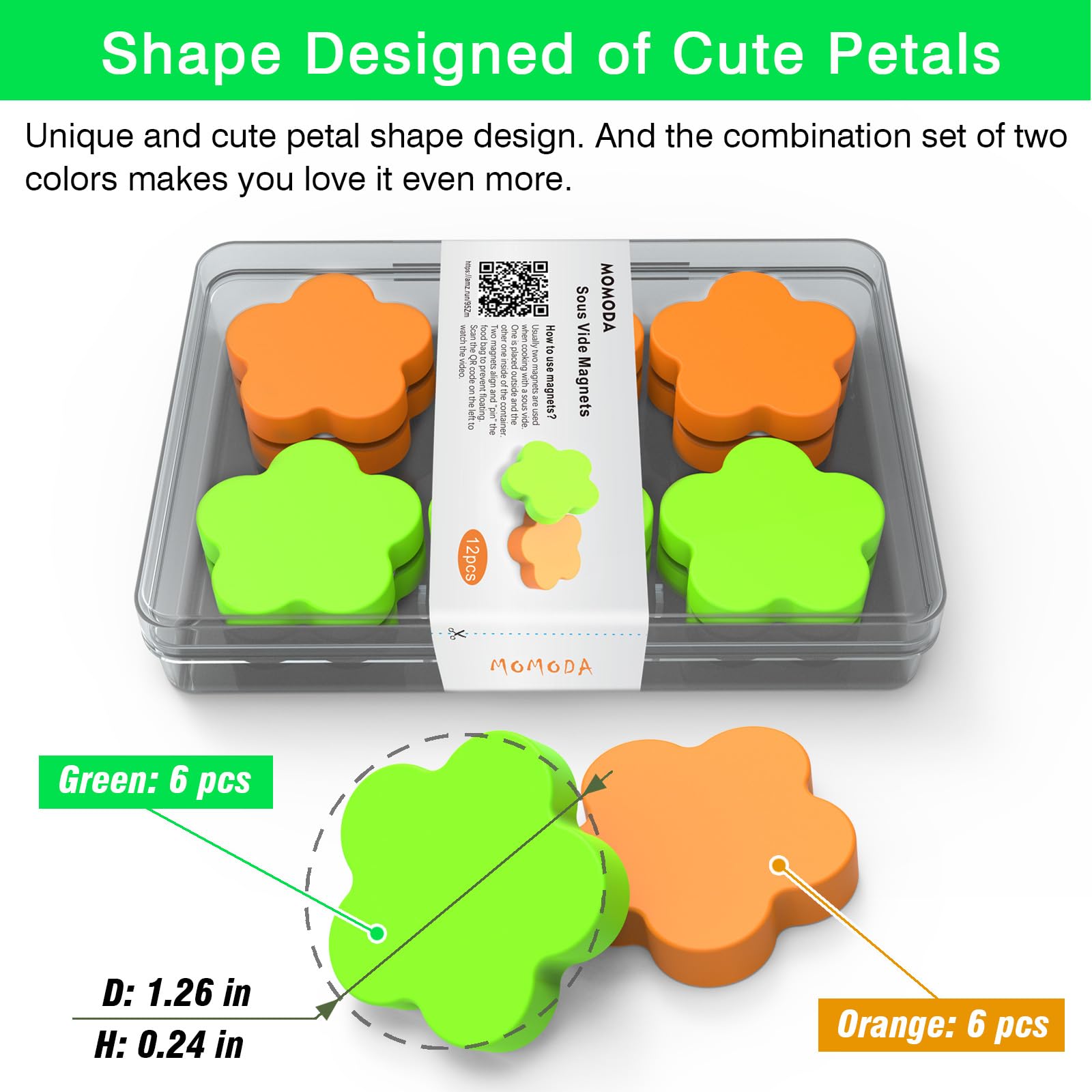 Momoda imanes verde sostienen bolsas con alimentos grandes de forma estable.