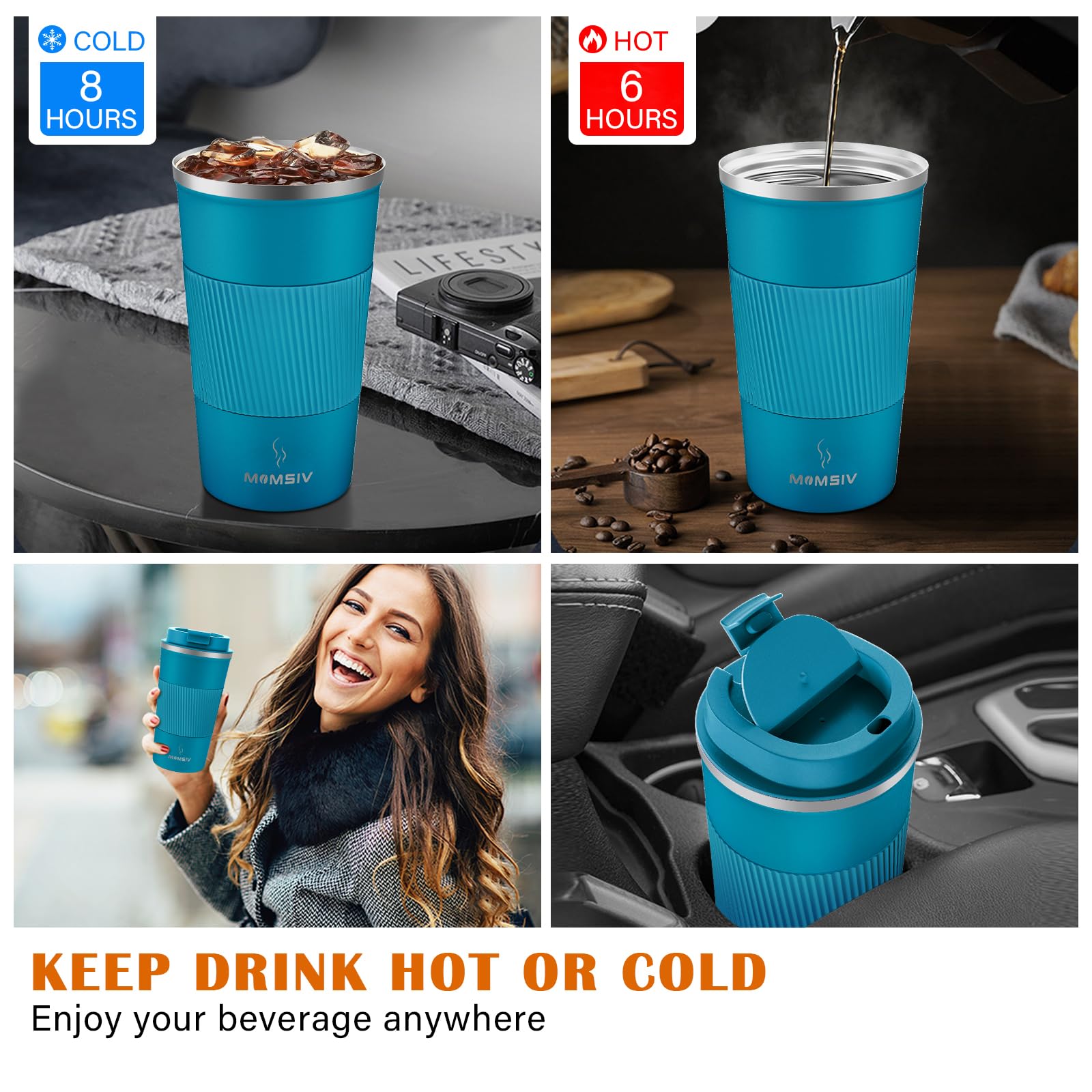 Capacidad de 510 ml para bebidas diarias y de viaje.