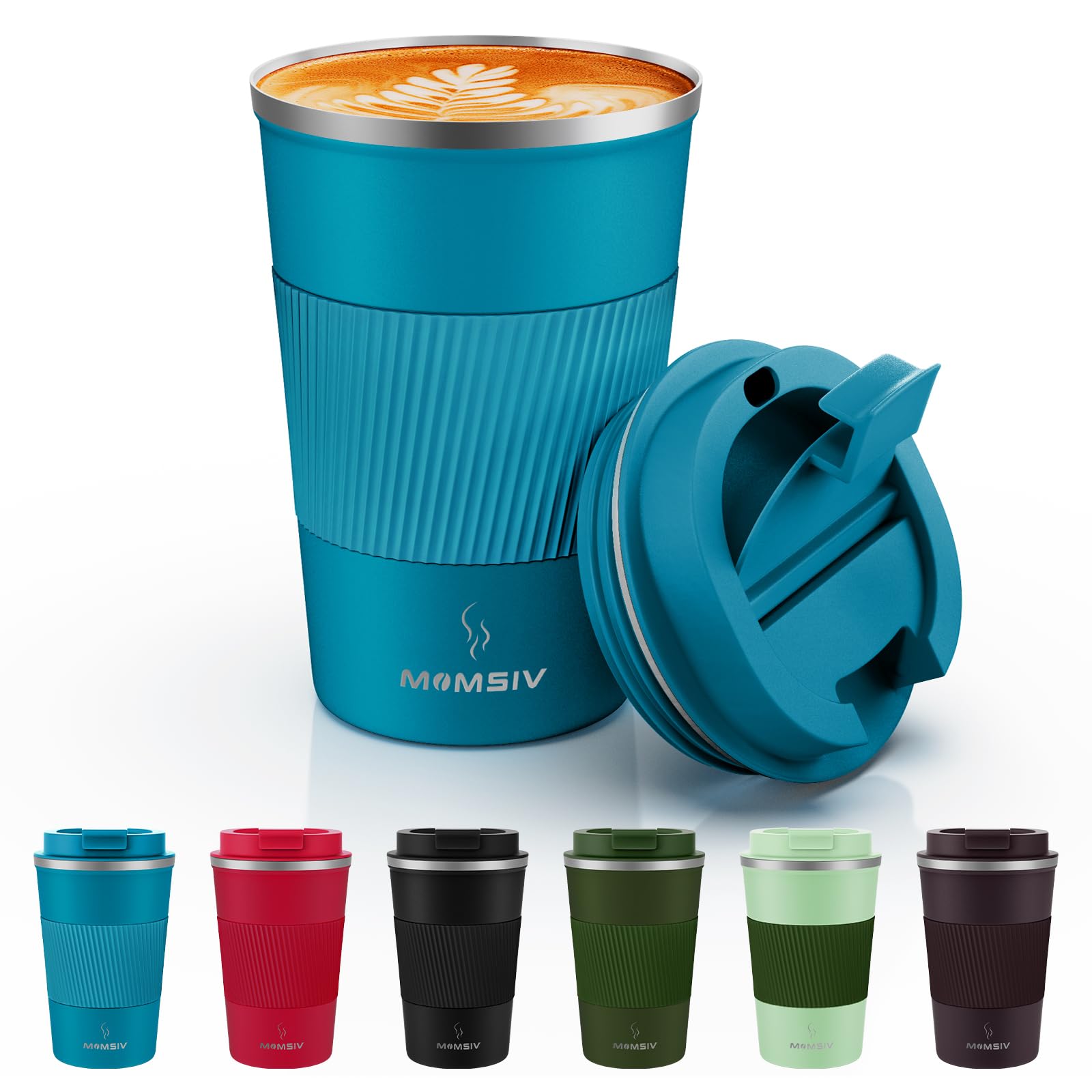 Taza de viaje Momsiv 12oz, mantiene la temperatura por horas y evita olores.