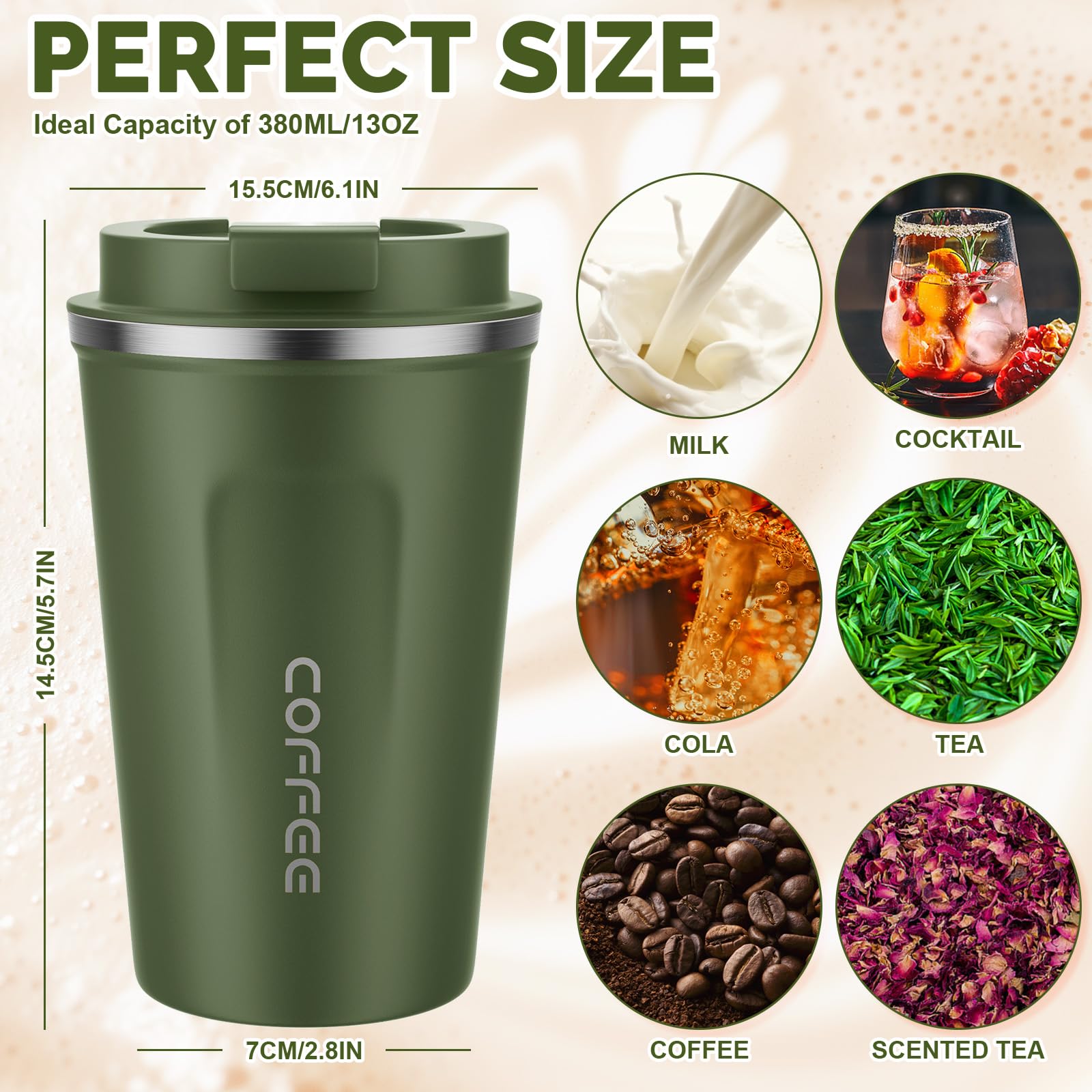 Taza MOMSIV 12oz con doble pared de acero inoxidable para mantener la temperatura.