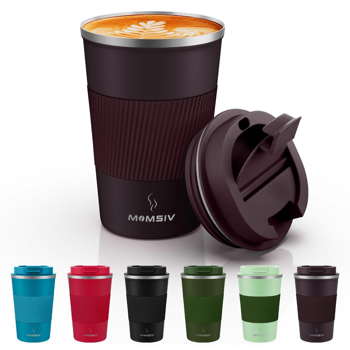 MOMSIV Taza de viaje doce onzas, pared doble para mantener caliente