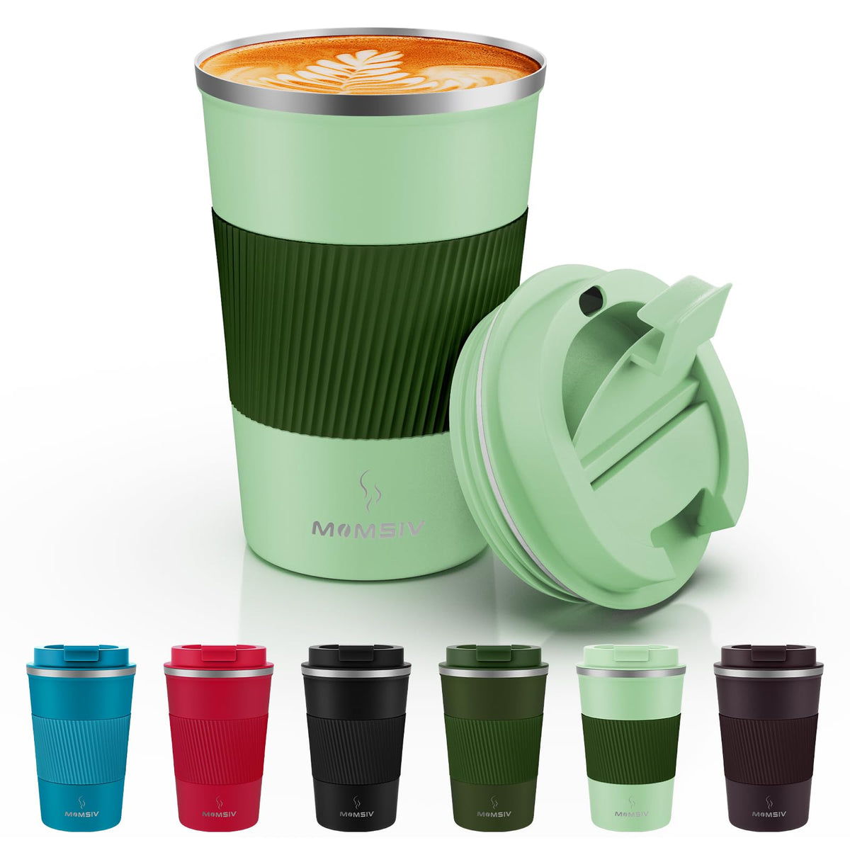 Momsiv taza-viajera-aislada-doble-pared mantiene temperatura para café o té durante viajes