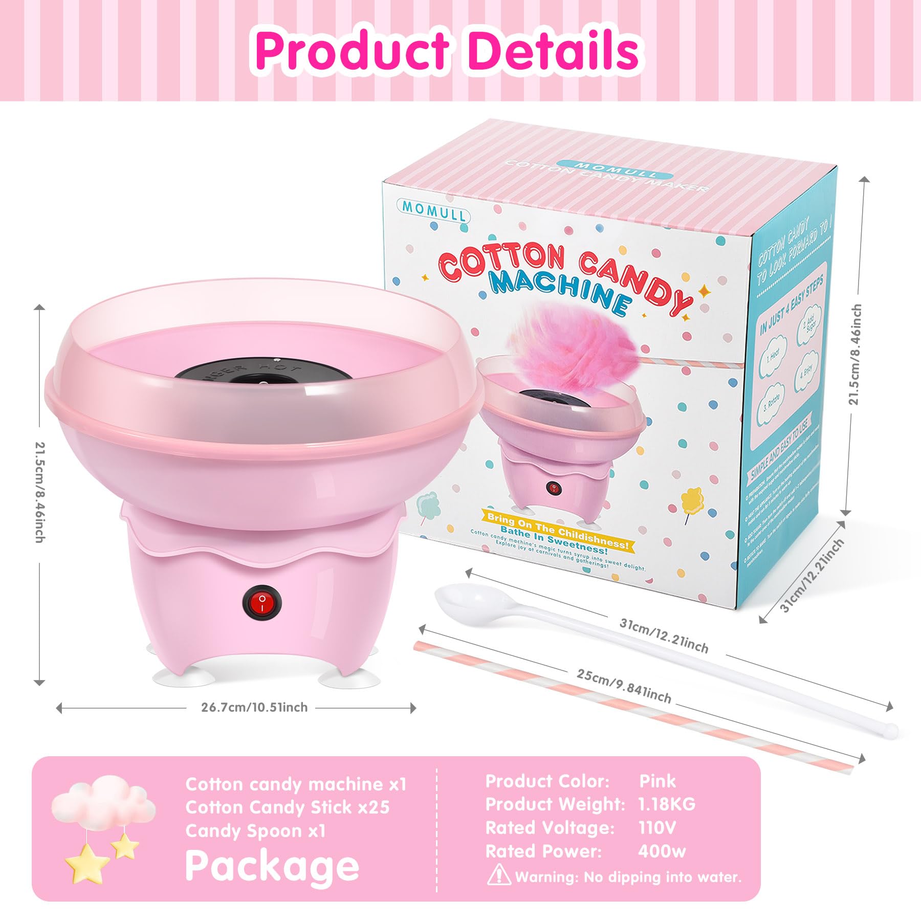 Caja regalo de MOMULL con máquina y accesorios, ideal para Navidad o cumpleaños.