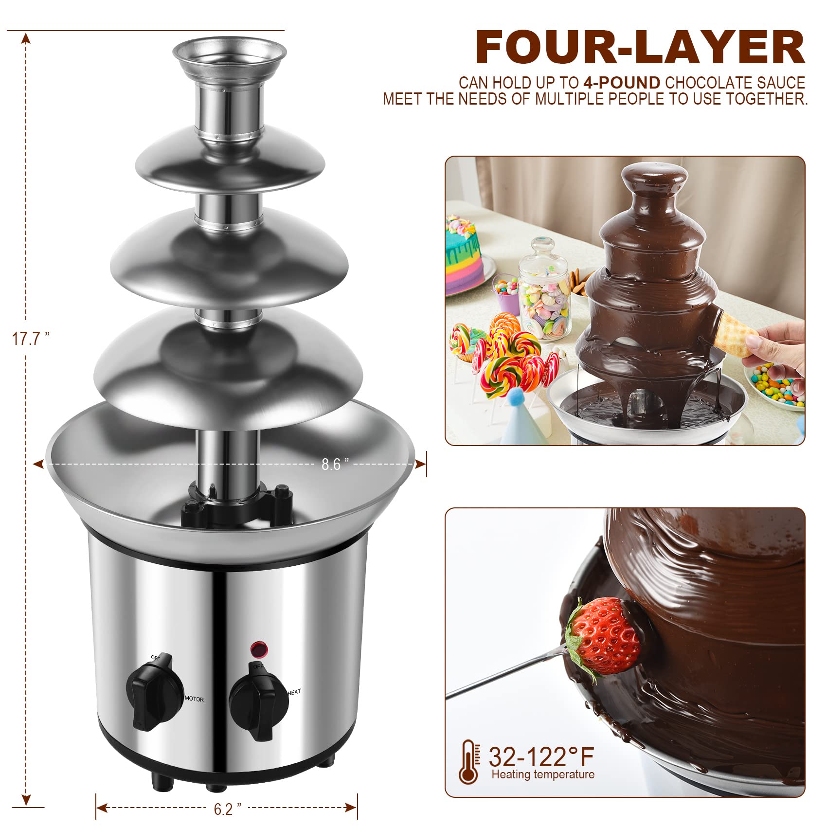 Torre de acero inoxidable MOMULL mantiene la salsa caliente