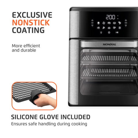 Mondial Horno Freidora de Aire, apagado automático para mayor seguridad.