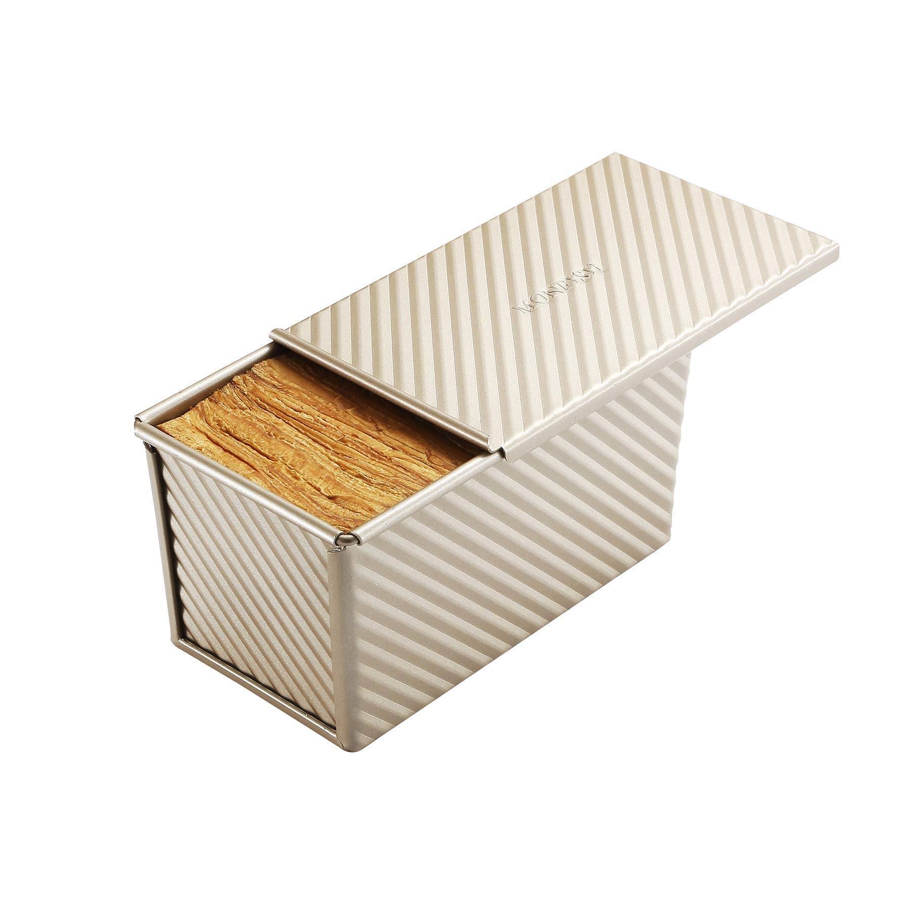 Monfish pan Pullman con tapa interior, recubrimiento antiadherente para rebanadas limpias.