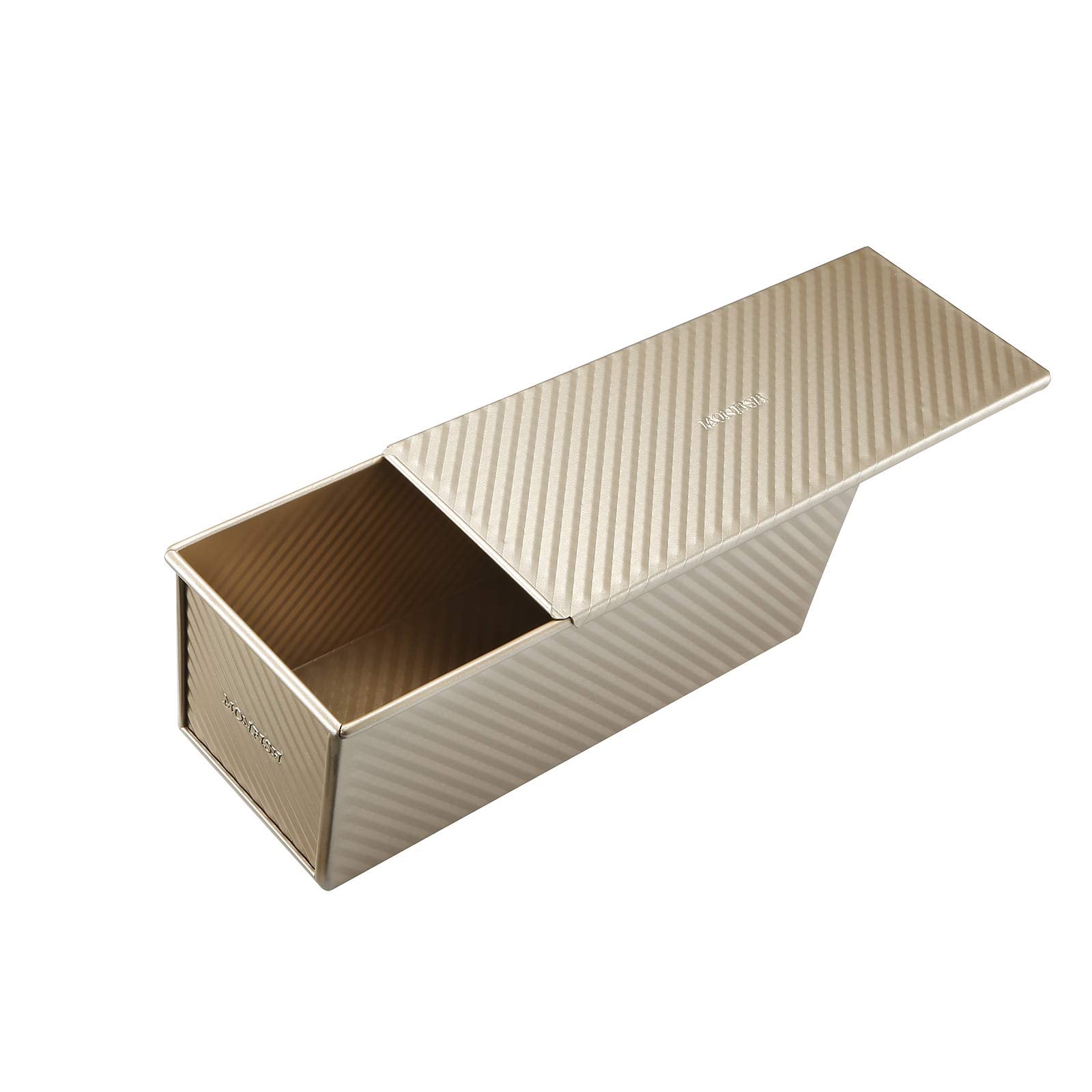 Monfish Pullman pan con tapa exterior para pan grande y uniforme.